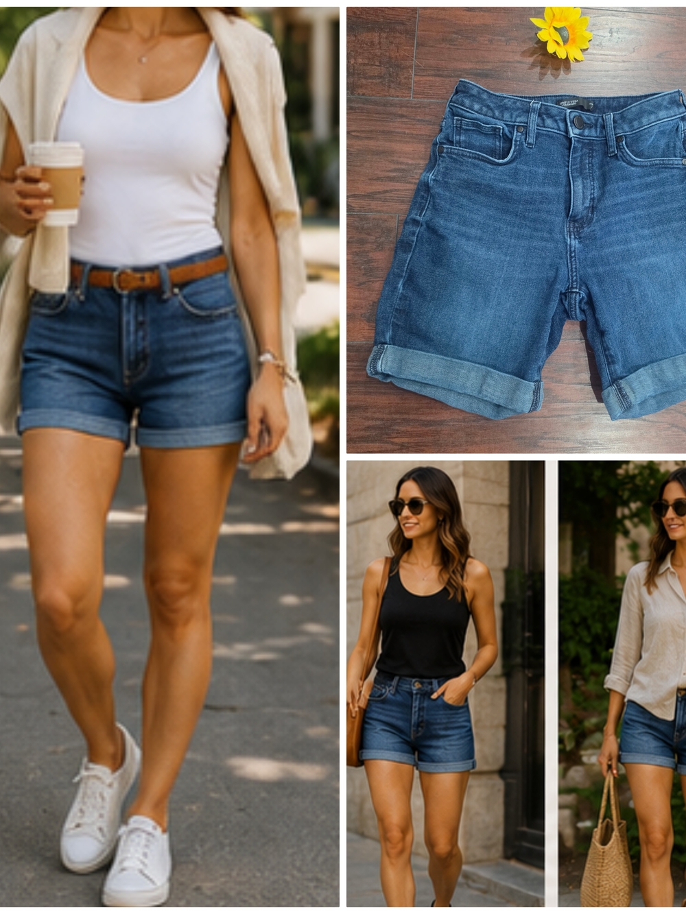 Simply VERA VERA WANG Classic Mid-Rise Blue Denim Women's Shorts